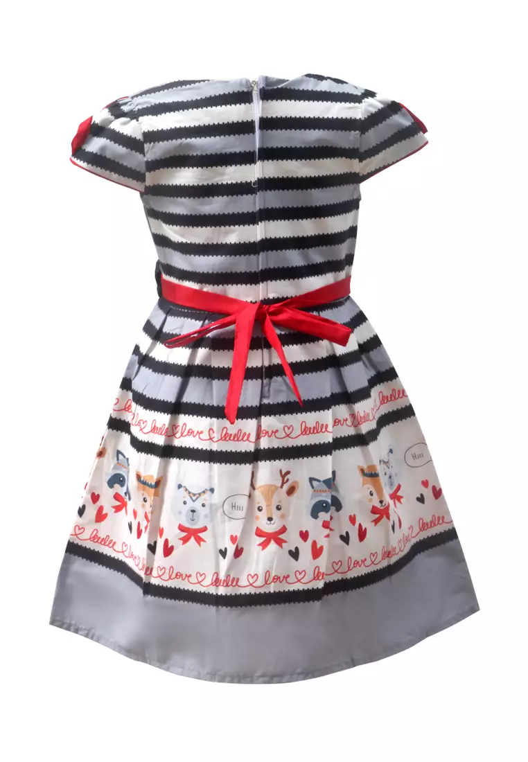 Two Mix Baju Anak Perempuan Fashion Motif Salur Rusa - Dress Anak Perempuan 3993