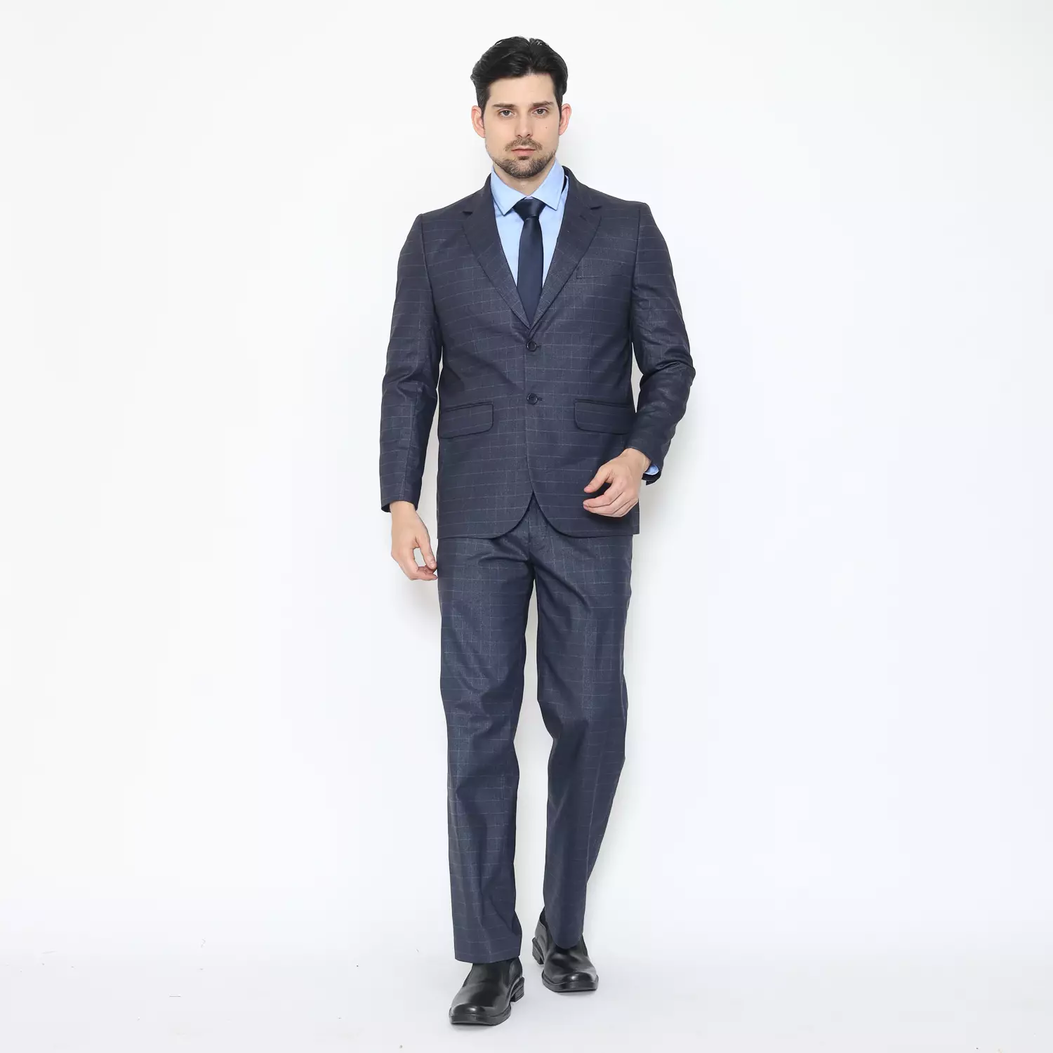 Lawell Jas Pria Formal Navy Motif Windowpane – Jas Kancing Dua | Kenzo
