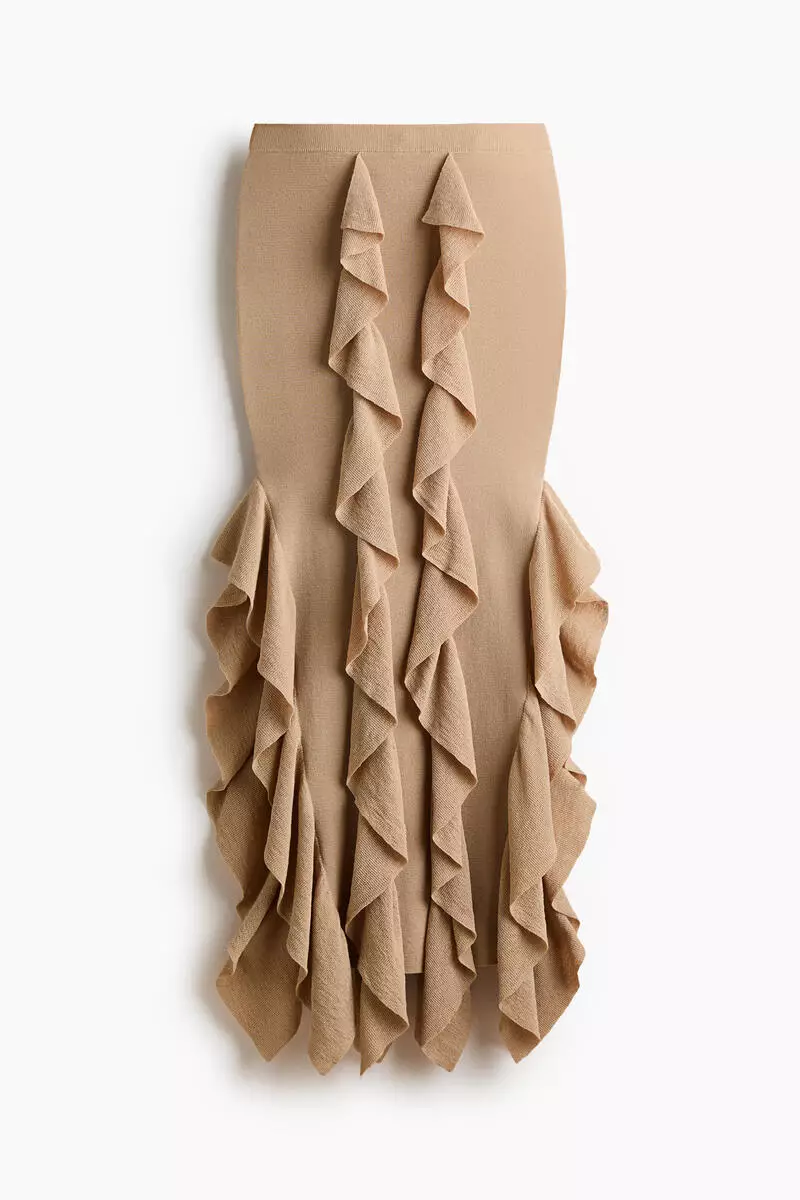 Flounced knitted skirt