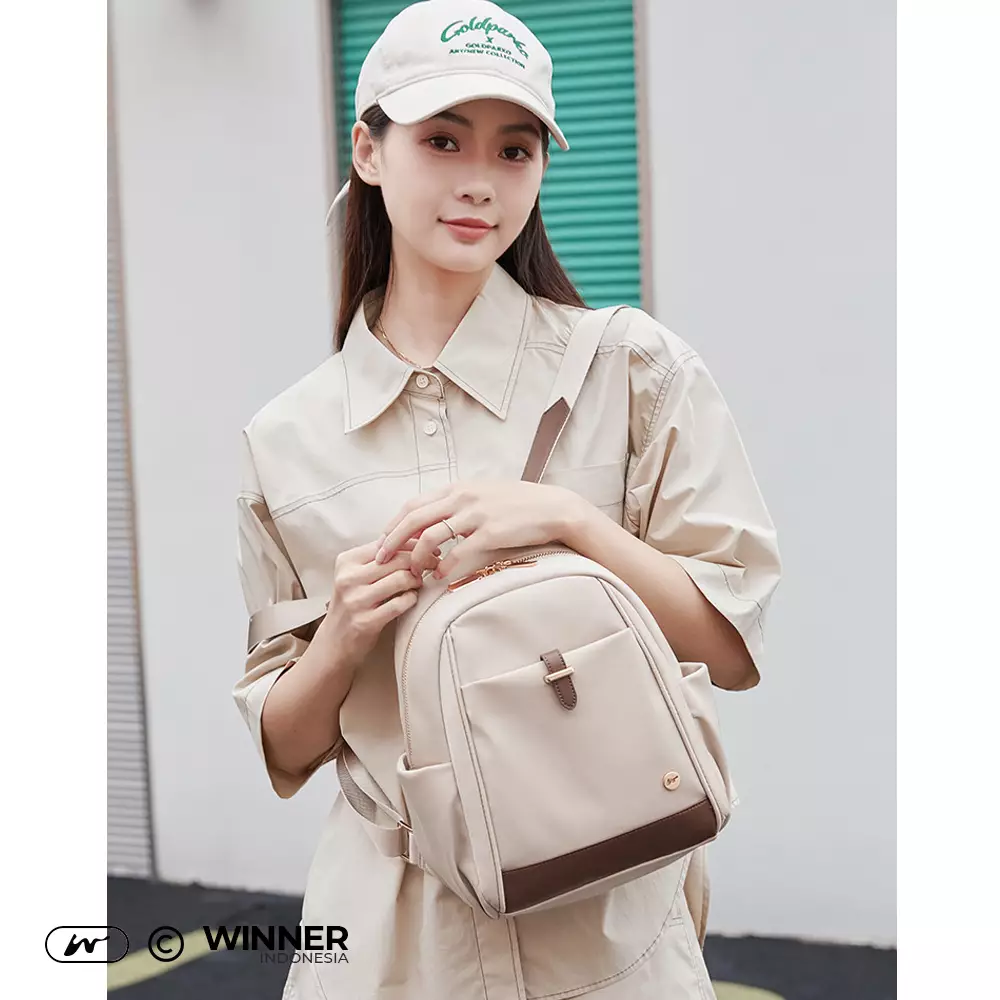 Tas Ransel Nylon Anti-Air Backpack Korean Style (T14-016-6138) - Khaki Medium