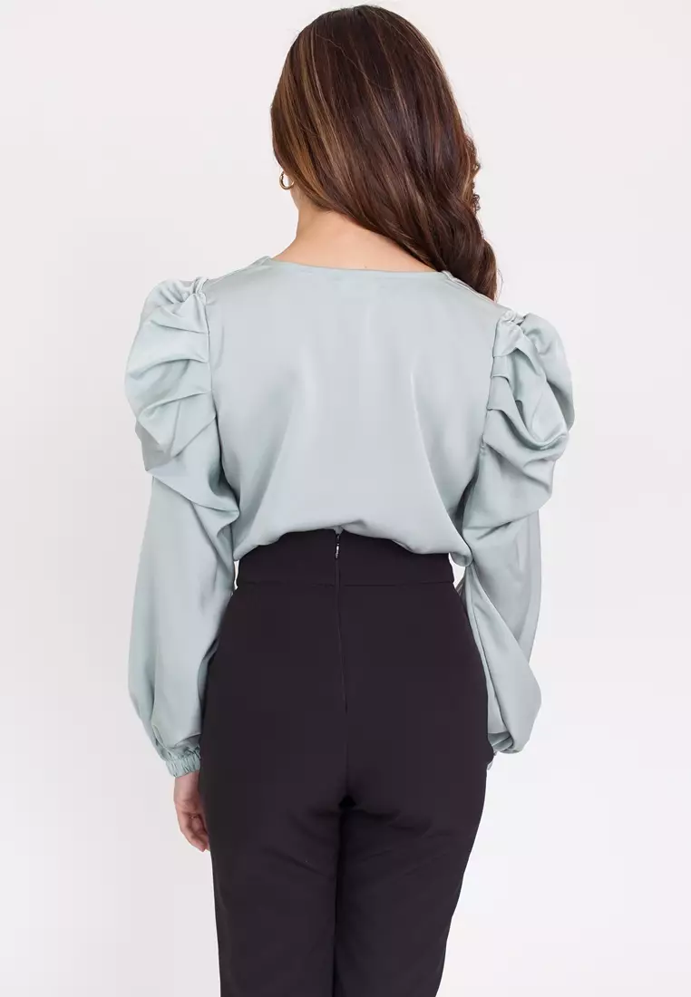 Buy Hook Clothing Puff Shoulder Long Sleeve Button Shirt Online