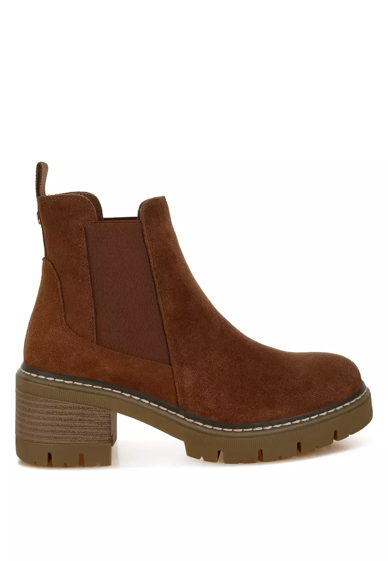 Discount on Rag & CO.  shoes - SKU: Suede Chunky Chelsea Boots in Brown