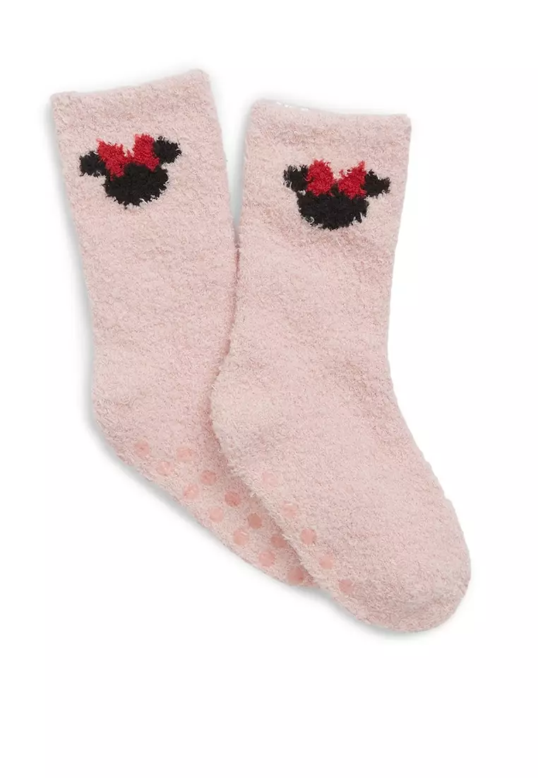 DISNEY Ladies MINNIE MOUSE Gripper Bottom Slip On Liner Socks With