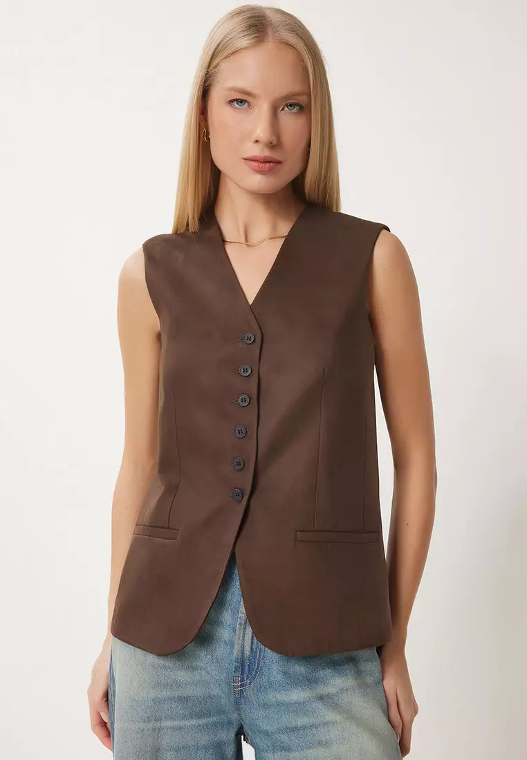 V Neck Nubuck Vest