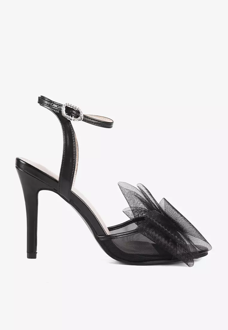 Jolene Stiletto Heels Ribbon Black