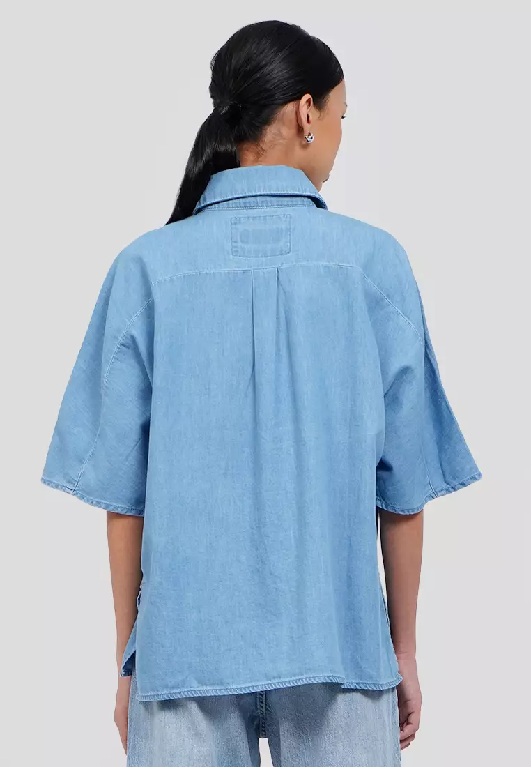 Tirajeans Oversized Denim Shirt 7-LSSXSEA225H122 Lt. Blue