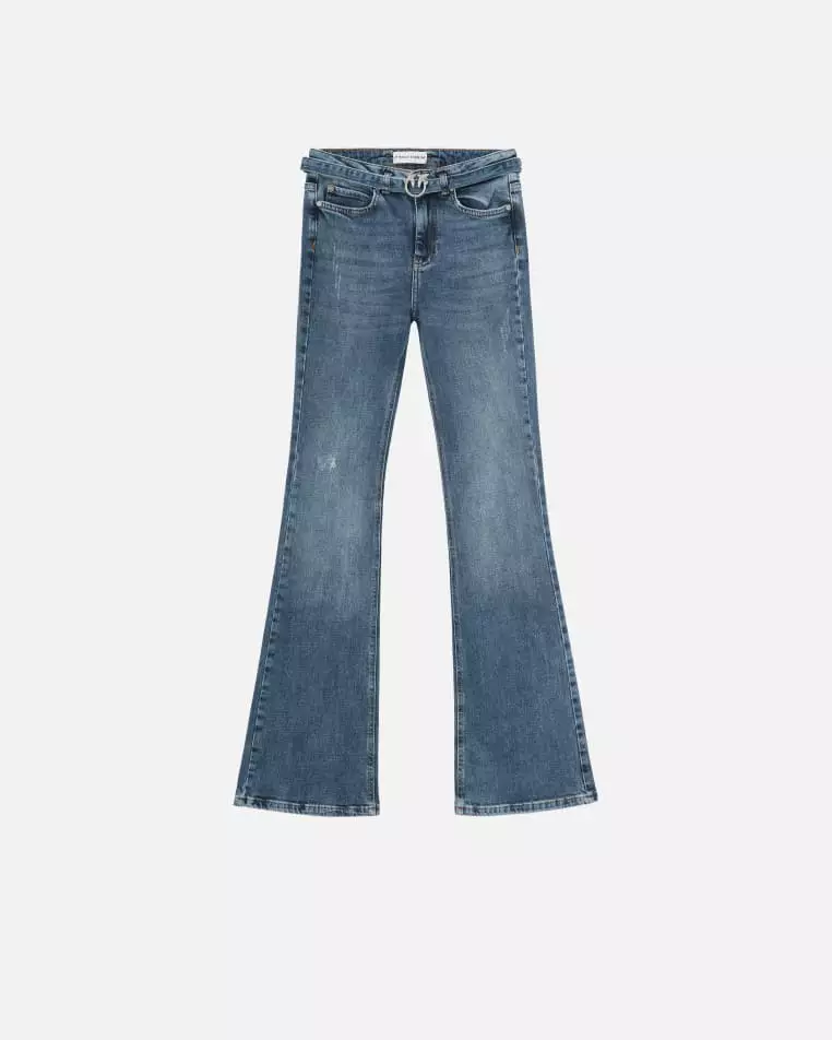 Blue denim flared jeans
