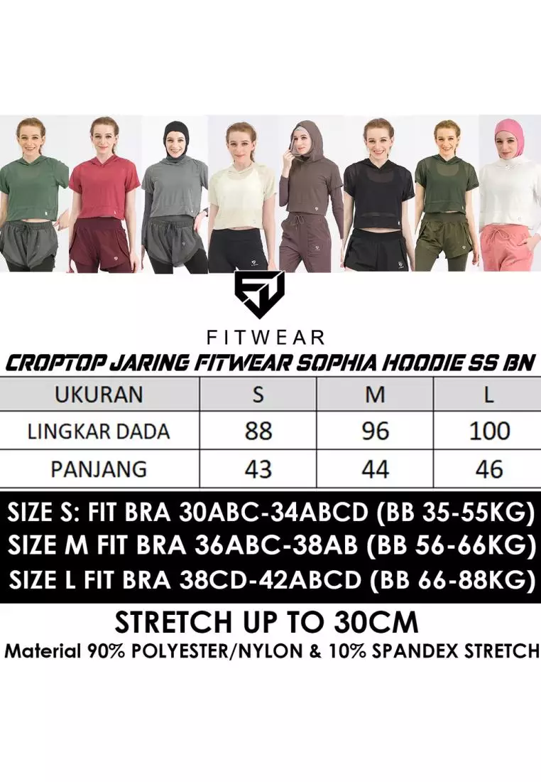 Fitwear - Croptop Jaring / Mesh / Sheer Olahraga SOPHIA OUTER HOODIE SS BN - BLACK