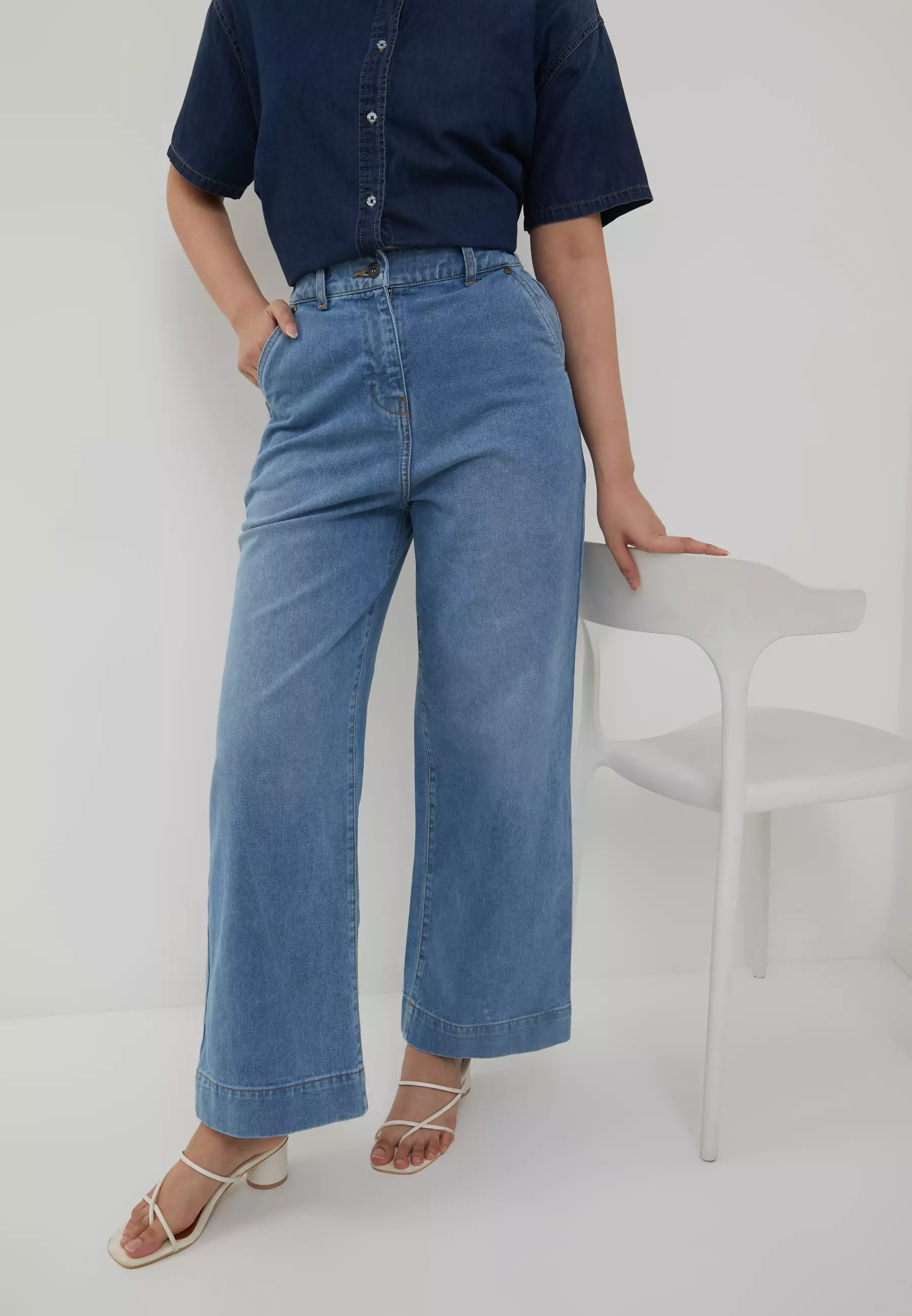 Wide Leg Jeans Light Blue Denim (G.3406)