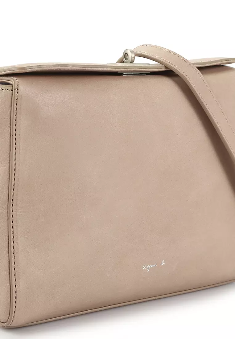 agn s b. Embossed Logo Leather Shoulder Bag ZALORA