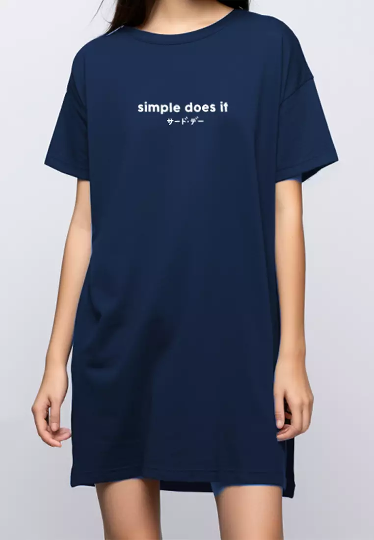 LTC04 Dress Kaos Casual Simple Does It Katakana Ladies Navy