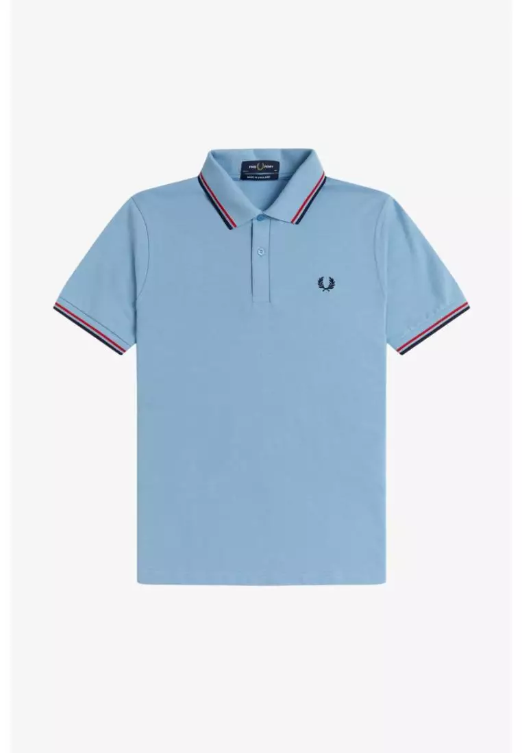 Fred Perry M12 Twin Tipped Fred Perry Shirt (Sky / Red / Navy)