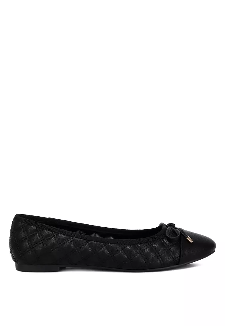 Discount on London Rag  shoes - SKU: Black Quilted Faux Leather Ballerinas