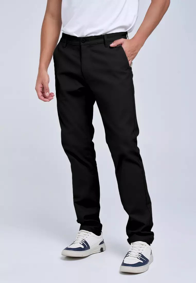MANZONE - Celana Panjang Chinos Pria Morris 6 Slim Fit - Black Warna Black