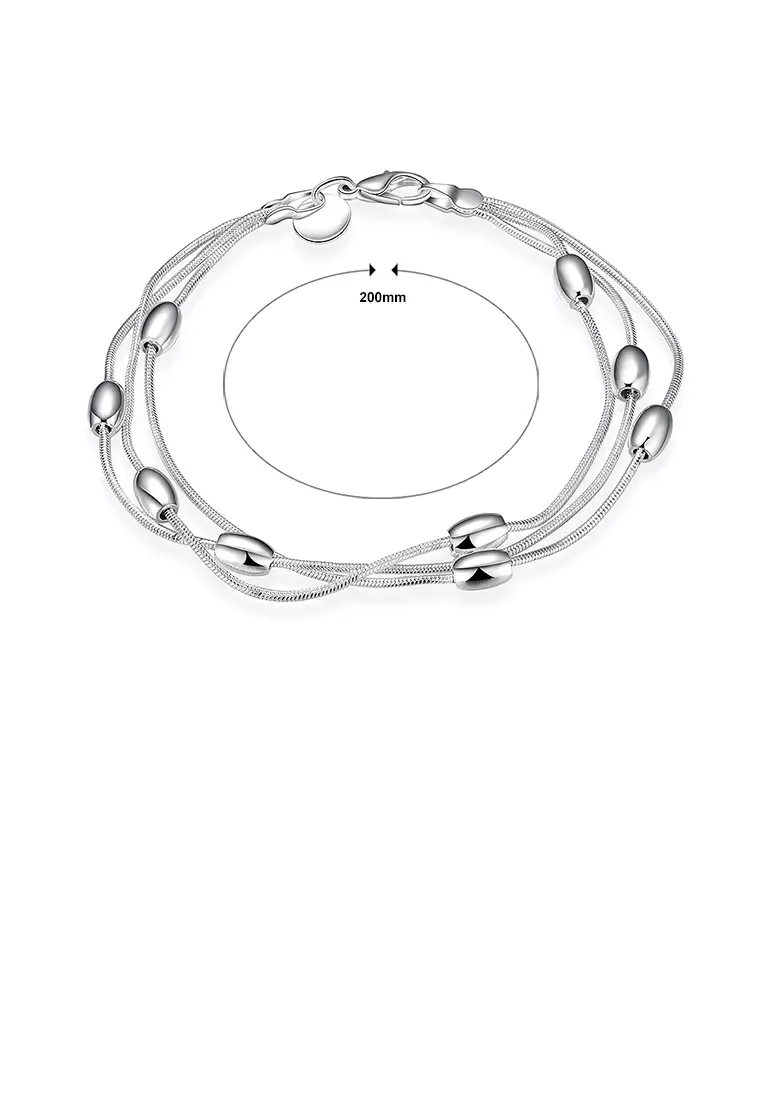 Simple Three-layer Oval Bead Bracelet