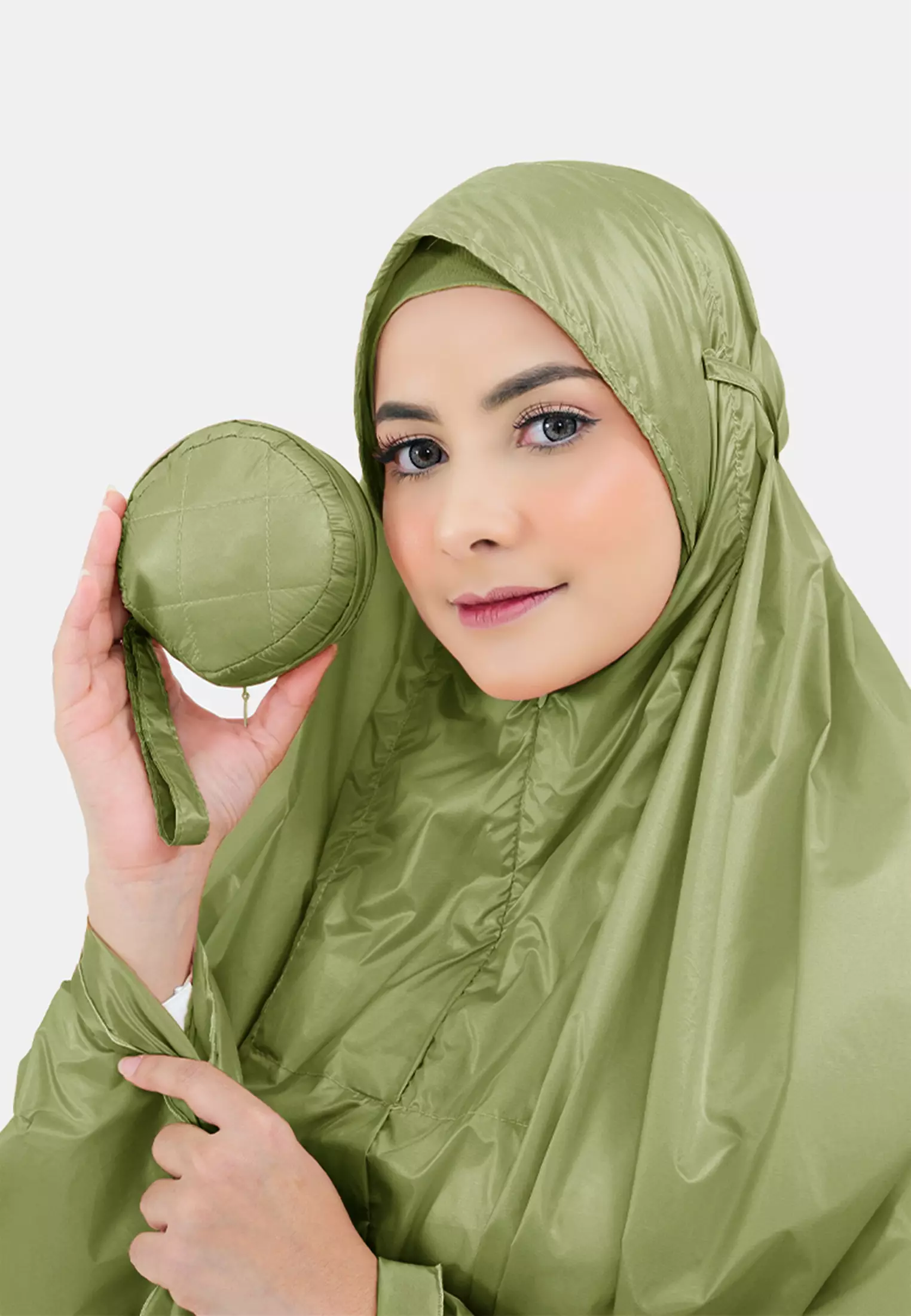 Zelena - Jayda Travel Prayer Set | Mukena Dewasa Basic Resleting 2in1 - Dark Green