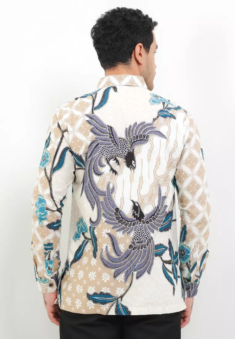 Kemeja Pria Lengan Panjang Furing Akyas Katun Prada Lining Broken White