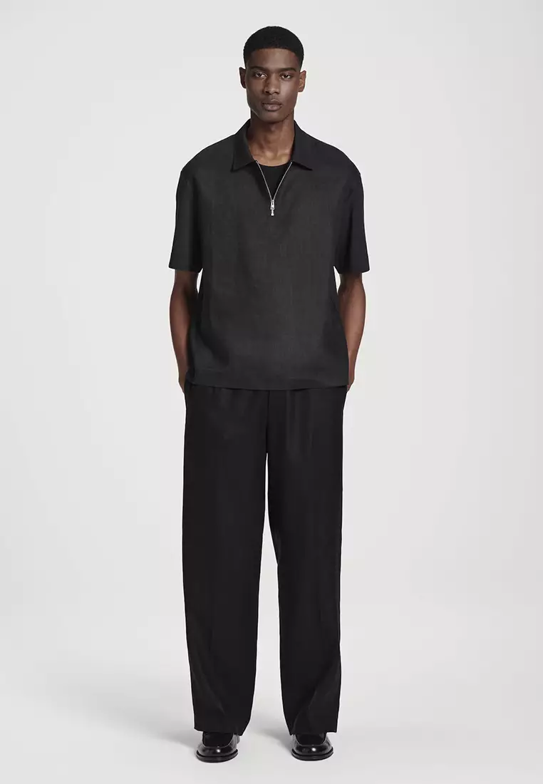 Buy COS Panelled Linen Half-Zip Polo Shirt 2025 Online | ZALORA