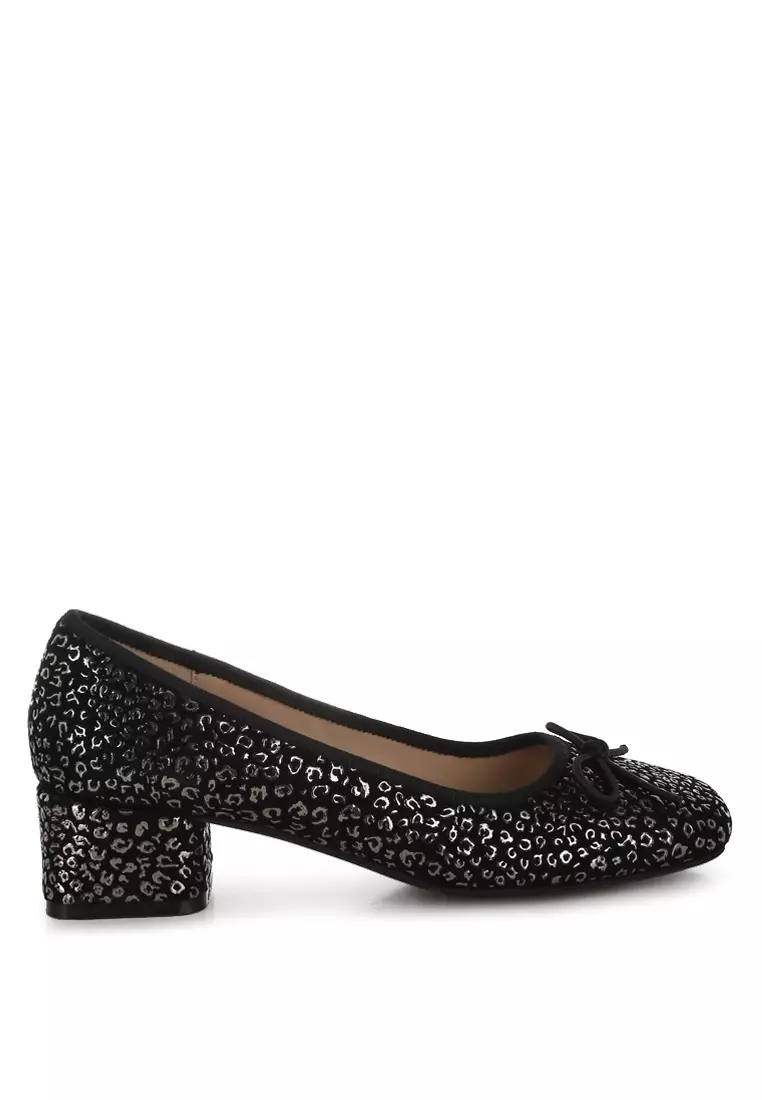Discount on Rag & CO.  shoes - SKU: Leopard Print Block Heel Ballerinas in Black