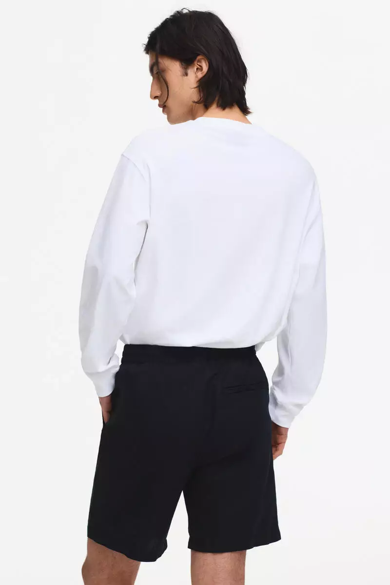 Regular Fit Linen-blend shorts