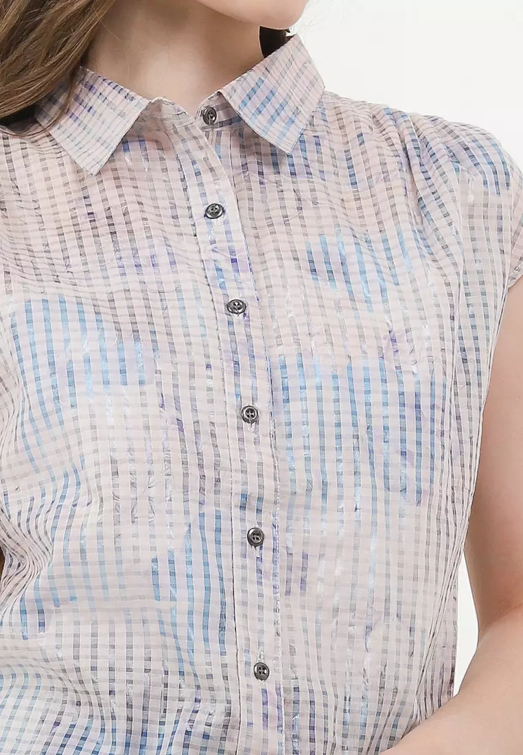 Nania Blouse In Blue And Cream