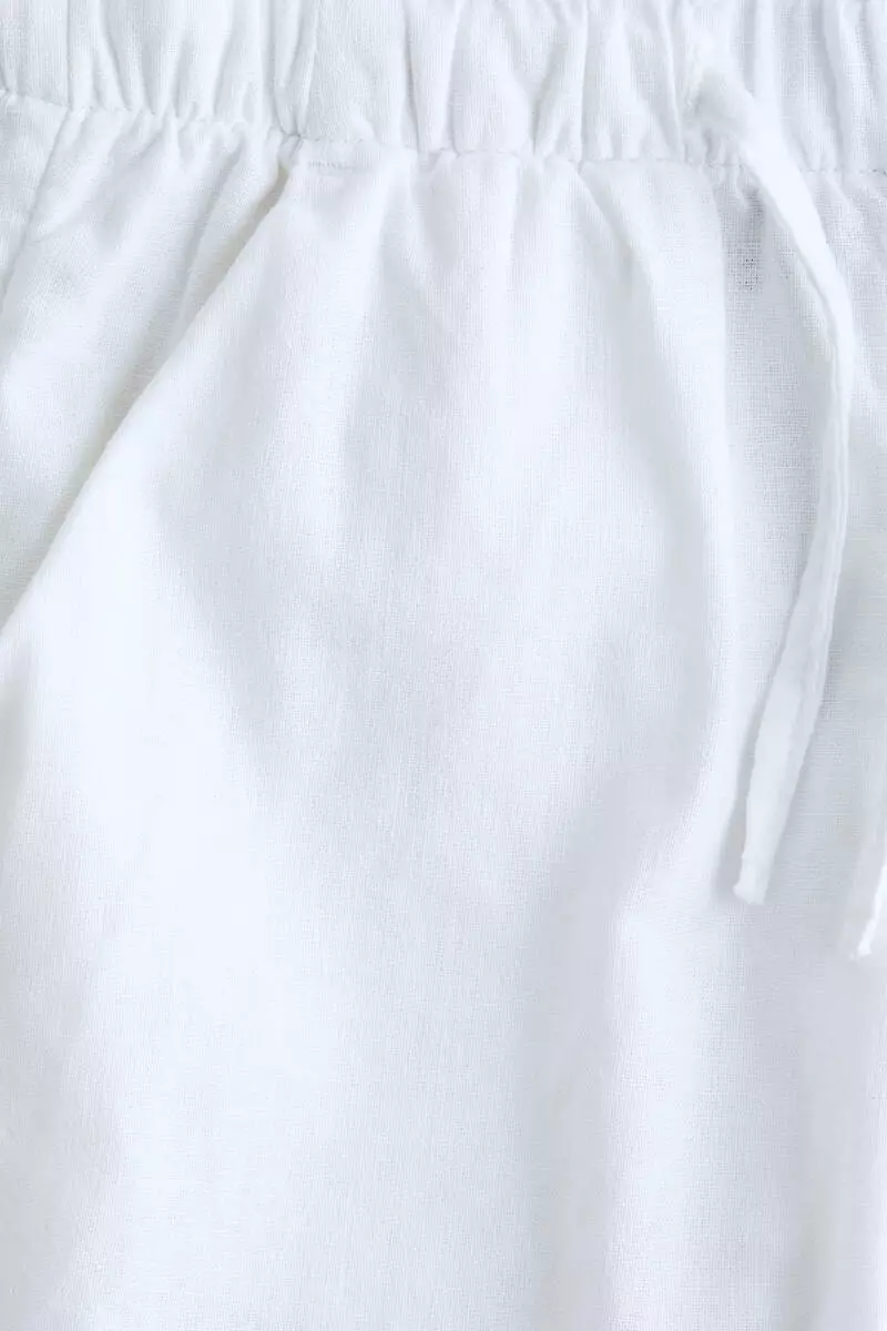Linen-blend drawstring trousers