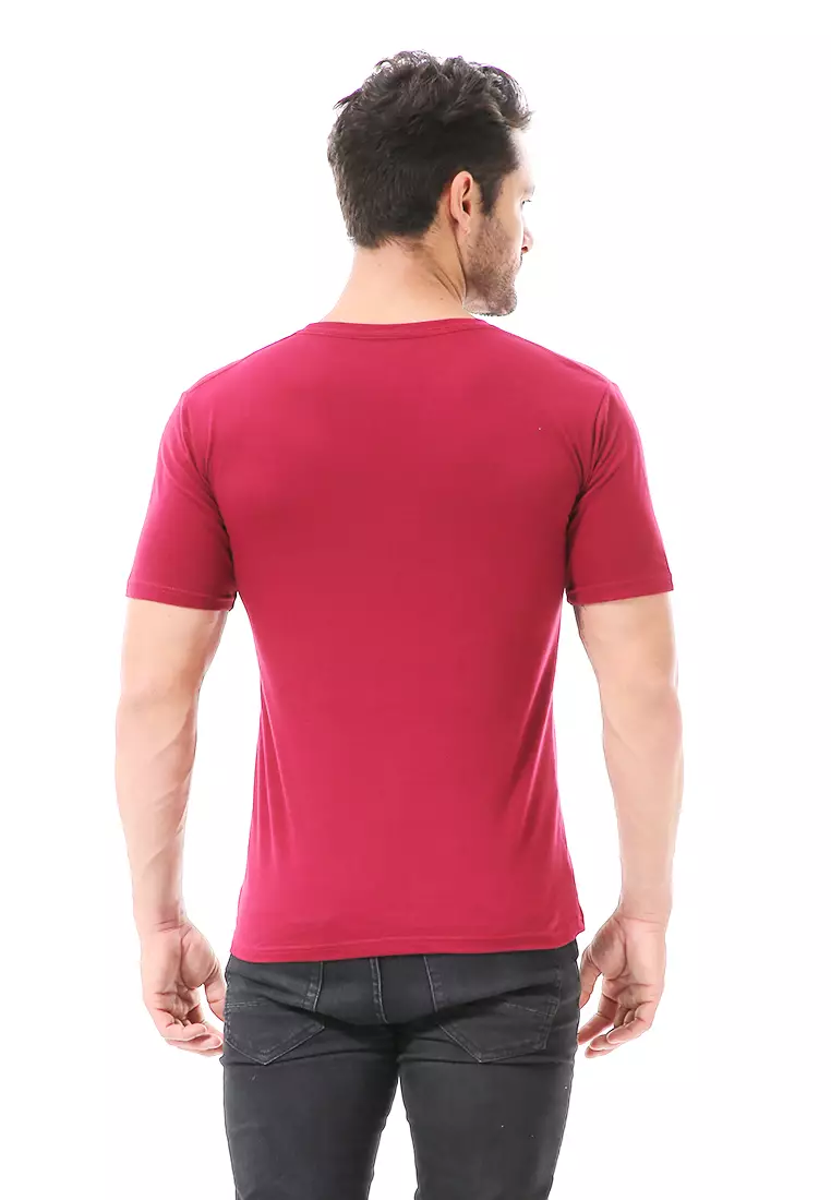 Aisley Atasan Kasual Pria Kaos Motif Funday Lengan Pendek Material Cotton ORIGINAL - Maroon