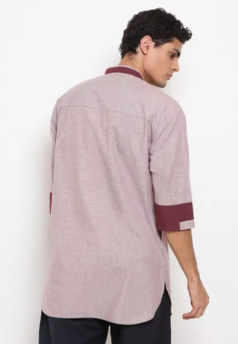 Zayidan Baju Koko Gamis Muslim Pria Nazran - Pink