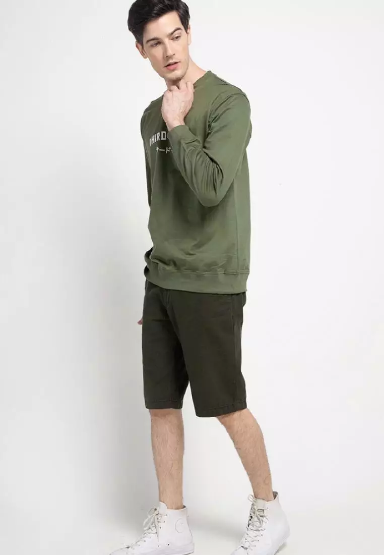 MO198 Thirdday sweater casual pria dateng tdco hijau army