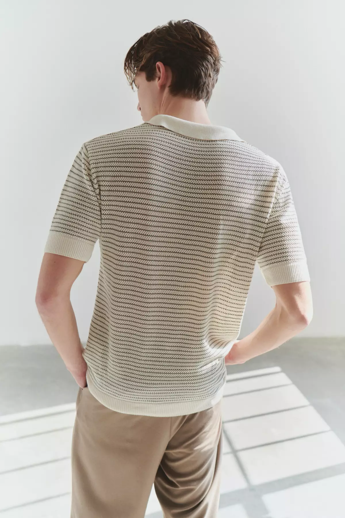 Striped Knit Polo Shirt