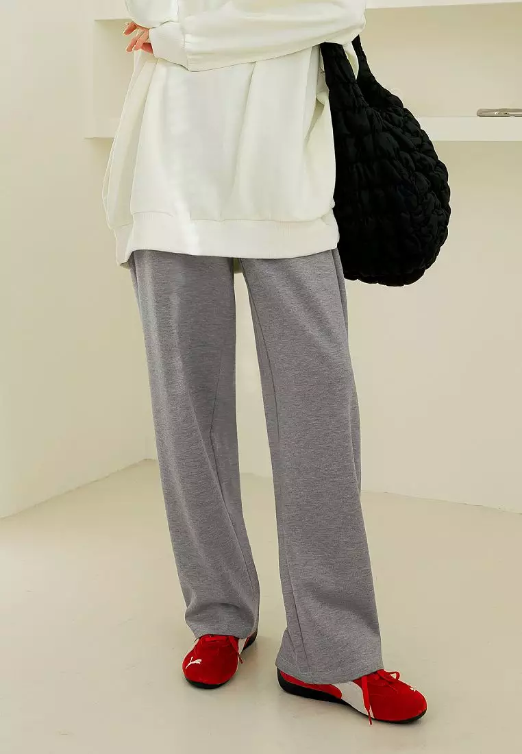 素色空氣棉腰鬆緊直筒褲《BA7663》