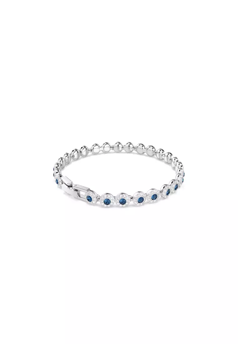 Buy Swarovski Una Angelic Tennis bracelet, Round cut, Blue, Rhodium ...