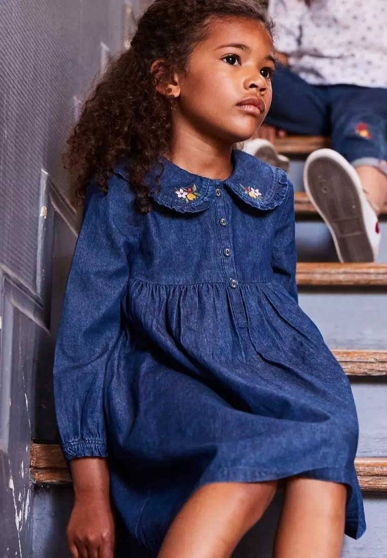 Denim Dress with Flowers