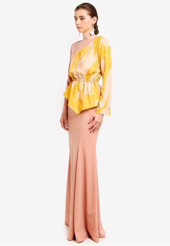 O'Keefe Unsymetrical Kurung from 3thelabel in pink and Yellow