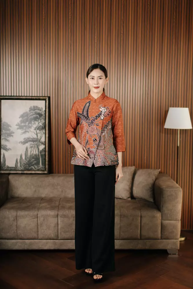 Adyatma Sasmaya Terracotta Blouse Batik Wanita Janggan Katun
