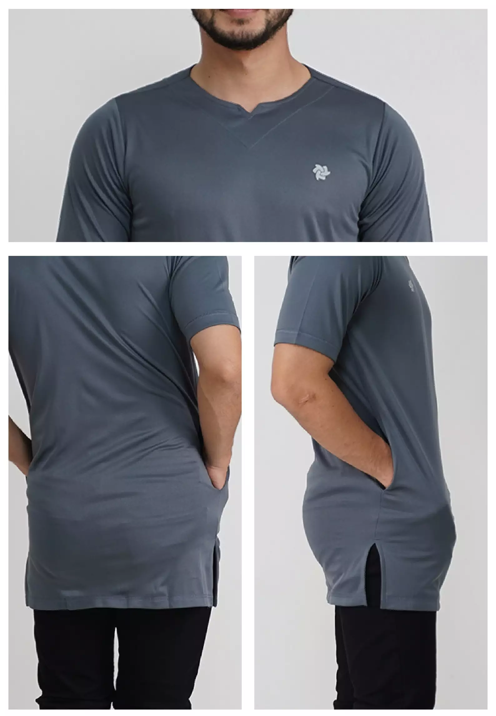 Tiento Baju Muslim Koko Kurta 3in1 Basic Grey