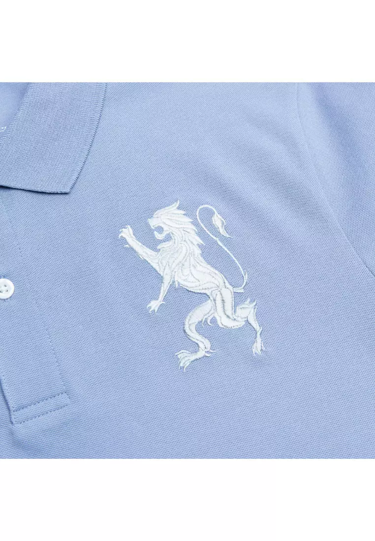 Men's Lion Embroidery Slim Short Sleeve Polo 01016222