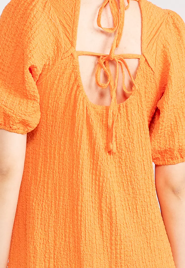 Penni Short Sleeves Open Back Midi Dress