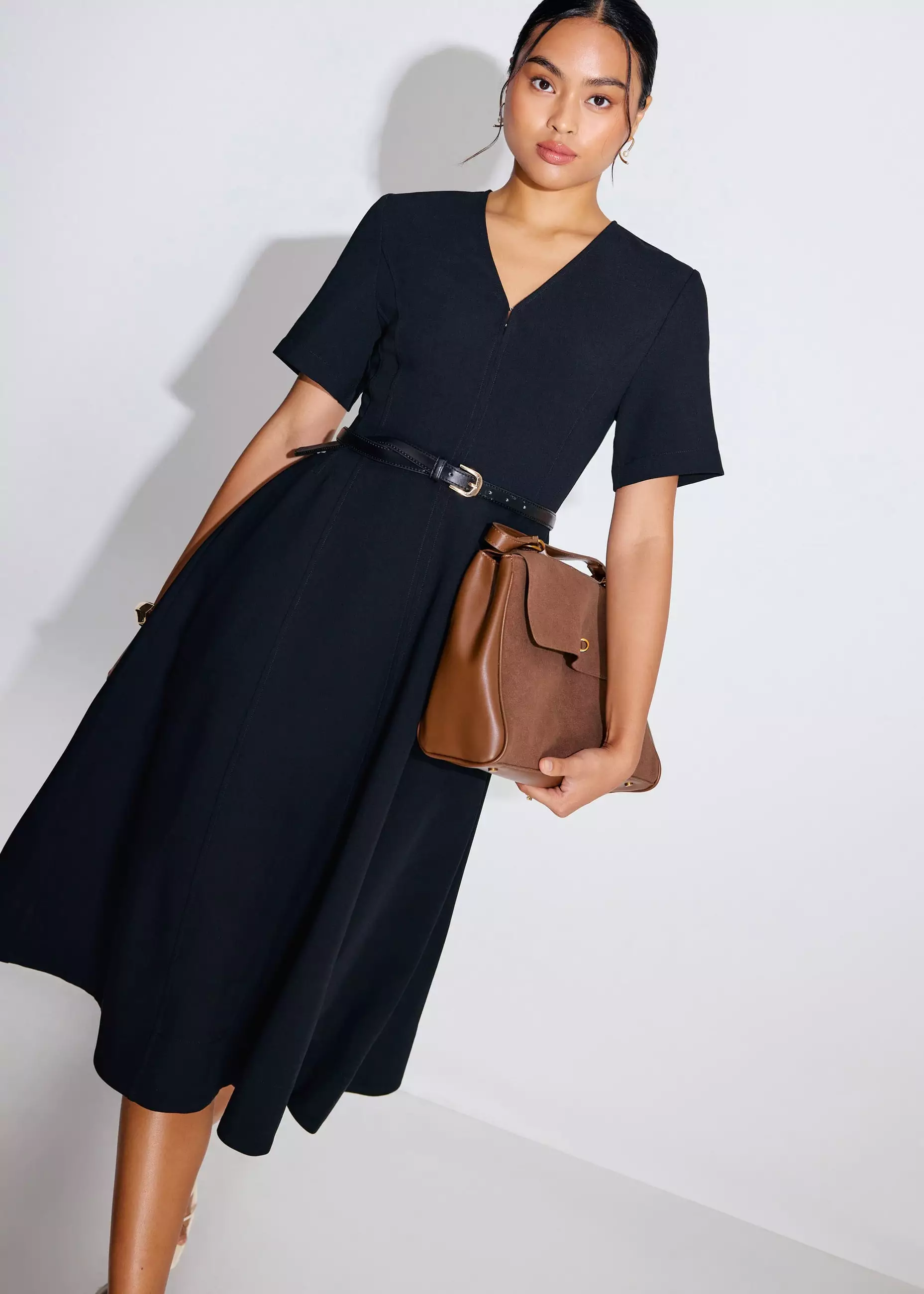 Dress Wanita - Sofi V-neck Short Sleeve Fit & Flare Midaxi Dress