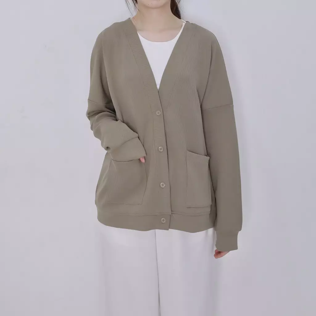 Jual MSMO MSMO Reina Oversized Outer Cardigan Big Pocket - Sage