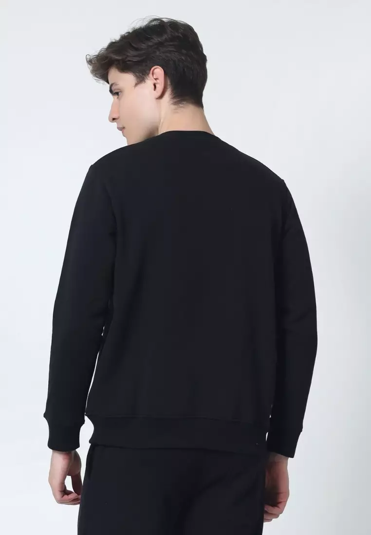 Cotton Well Coofy Crewneck Sweatshirt with Hidden Pocket Black | Sweater Polos Kantong Tersembunyi Hitam