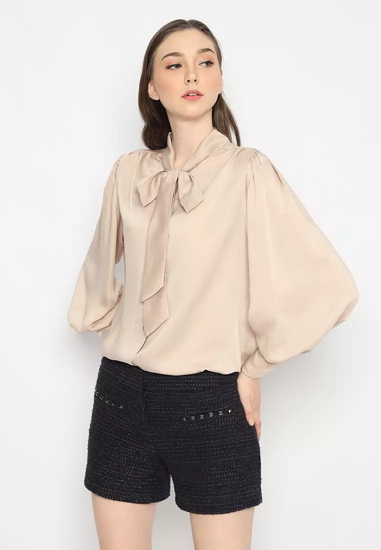 Mannequin Ribbon Silk Sateen Shirt