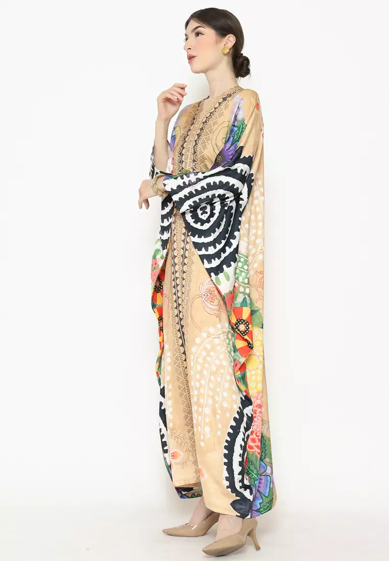 Kanzi Long Sleeve Monochrome Ethnic Kaftan