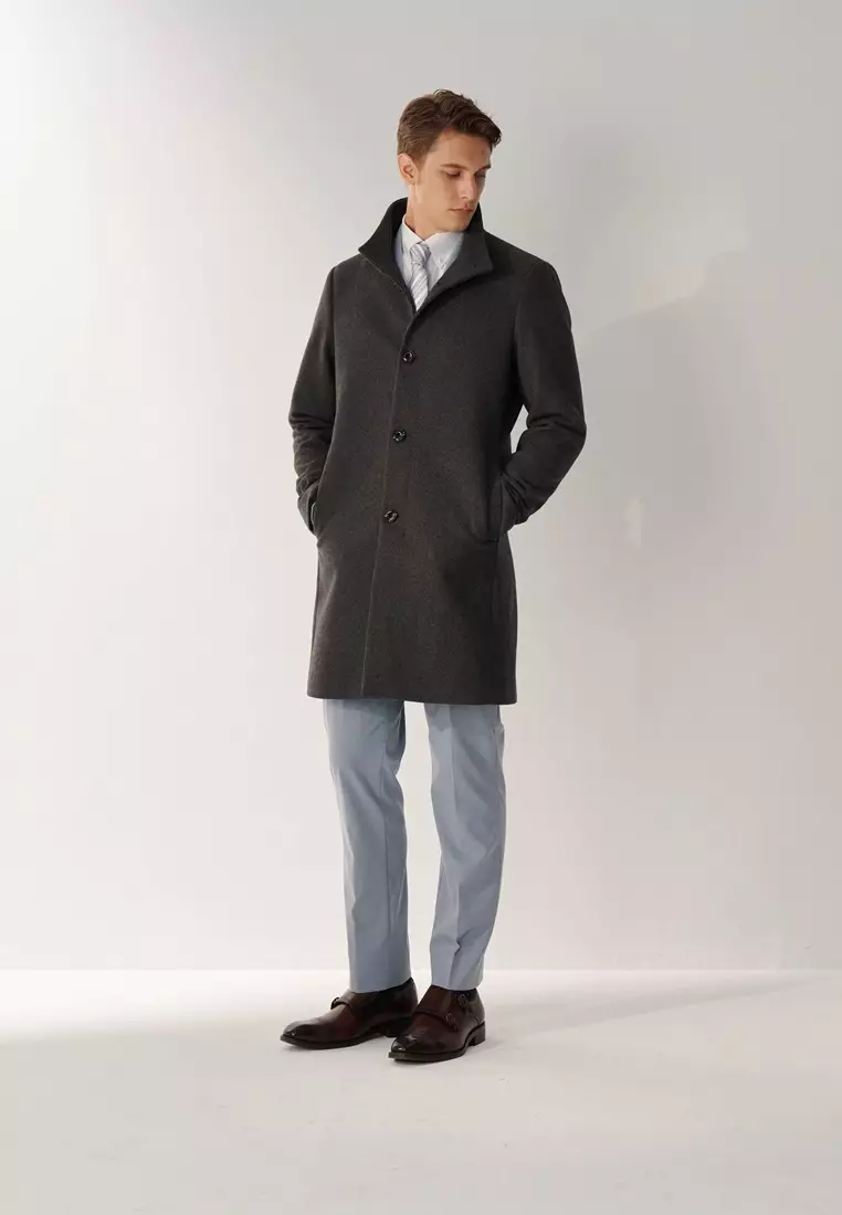 Grey Faux Two-Piece Down Overcoat