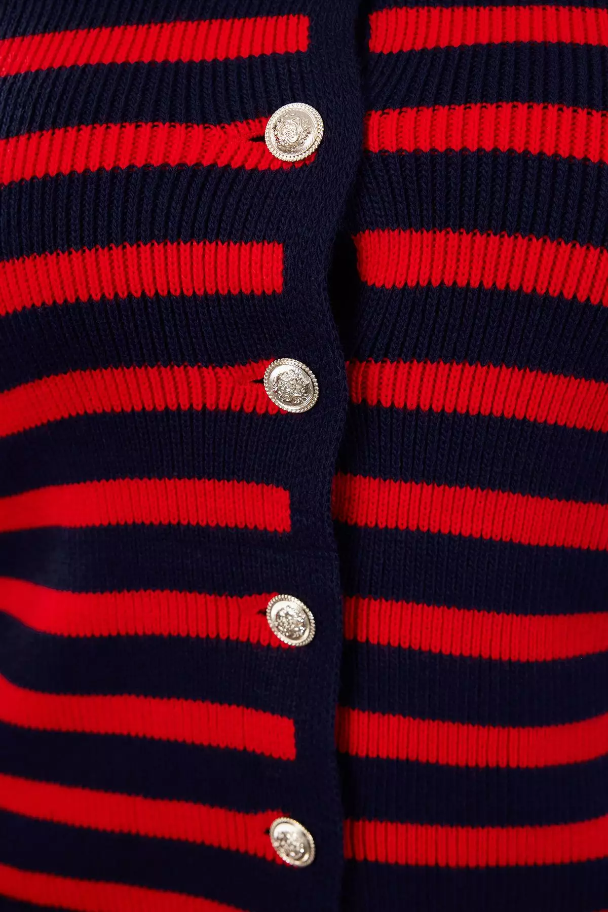 Navy Blue-Red Striped Jacket-Look Knitwear Cardigan Tbbaw24Av00011