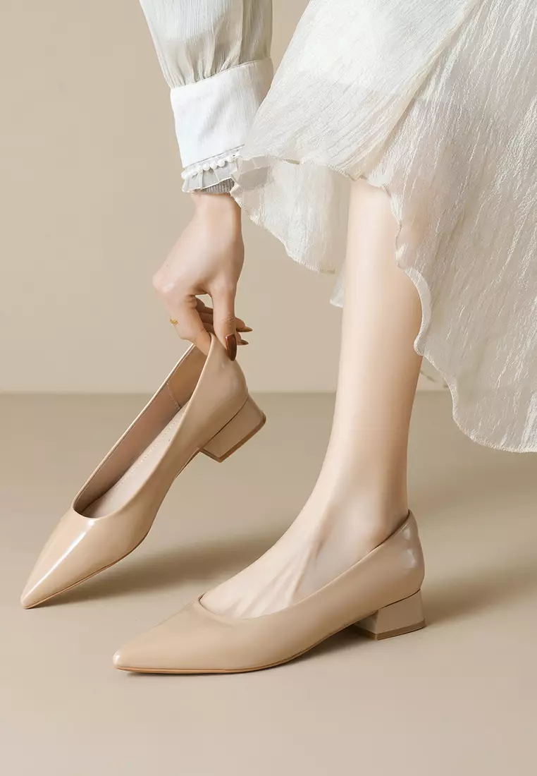 3CM Pointed Chunky Heel Pumps WW5153-1
