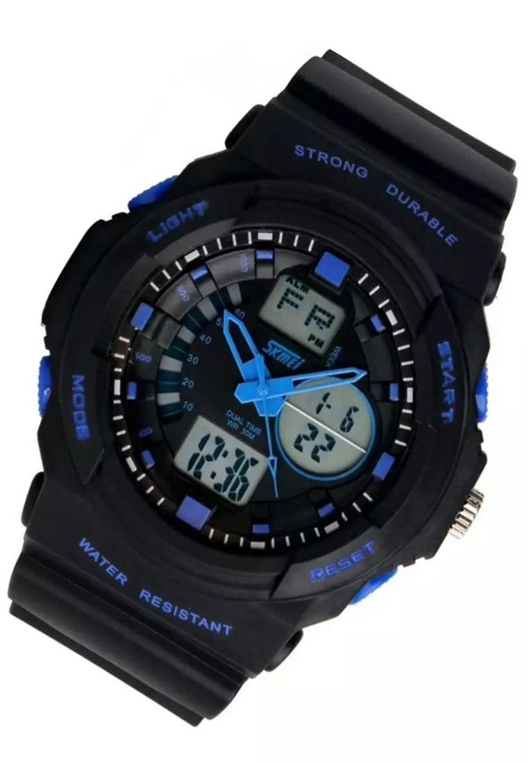 Jam Tangan Sporty Analog Digital Pria Waterproof Strap Tali Material Silicone QC43 ORIGINAL