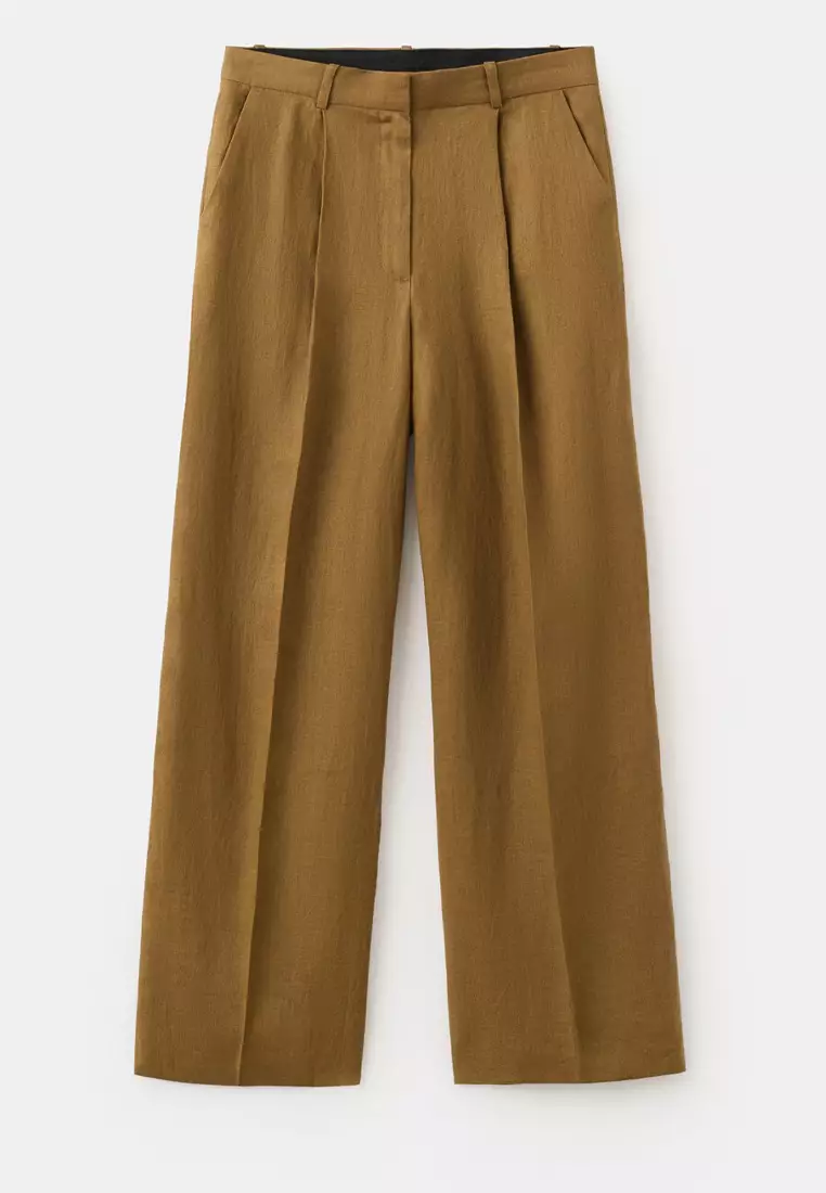 Straight-Fit Linen Suit Trousers