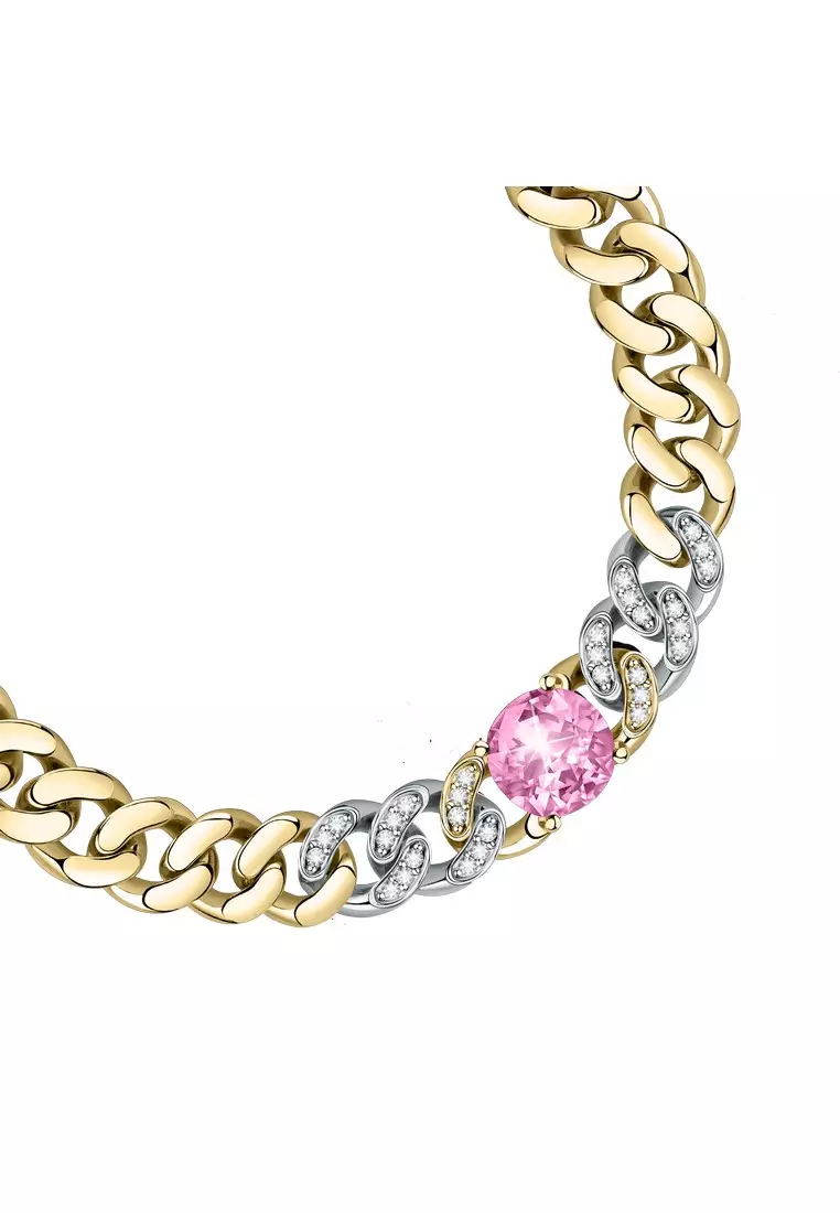 Gold bracelet cheap with pink stones