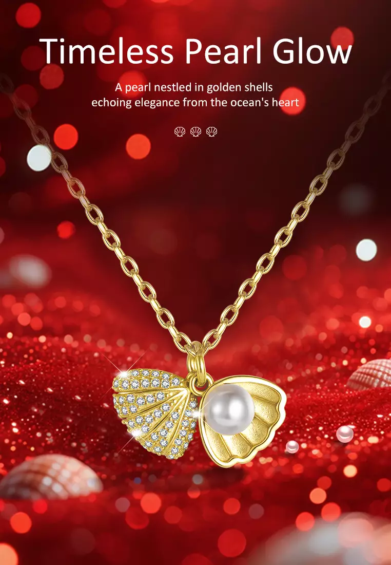 Kalung Wanita Titanium Pearl Shell Design Korea Fashion Cewek Original Necklaces